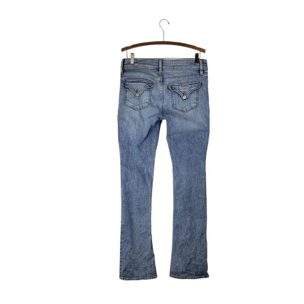 Hudson Beth Motion Jeans Mid Rise Bootcut Flap Pocket Blue Denim Womens 29 - Picture 2 of 9